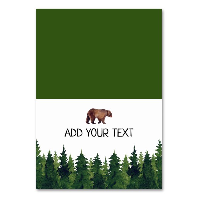 Tarjeta Buffet de Oso Forestal de Acuarela (Anverso)