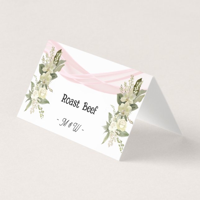 Tarjeta Buffet floral rosado (Anverso)