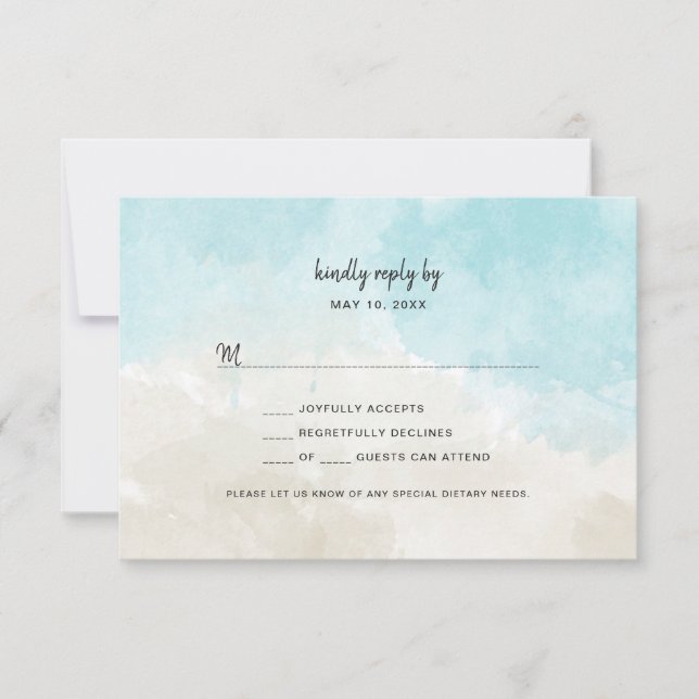 Tarjeta buffet Watercolor Beach Wedding RSVP (Anverso)