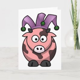 Tarjeta Bufón de la vaca del rosa del día del inocente