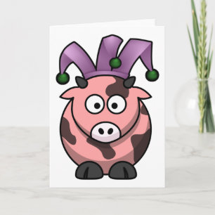 Tarjeta Bufón de la vaca del rosa del día del inocente