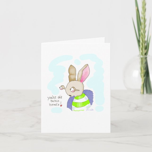 Tarjeta Bug Eyed Bunny Birday Card (Anverso)
