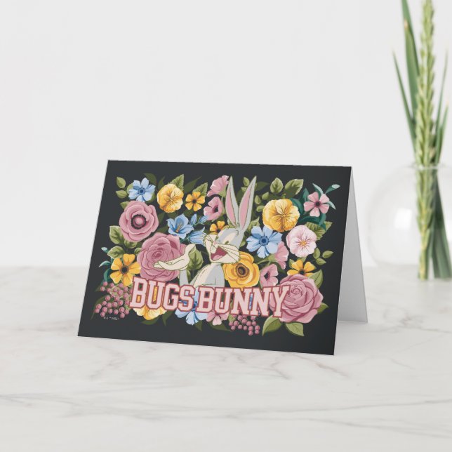 Tarjeta BUGS BUNNY™ Bordado Floral Gráfico (Anverso)