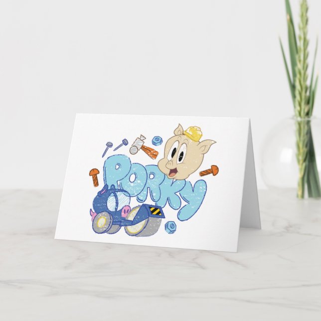 Tarjeta BUGS BUNNY BUILDERS™| Arte de esbozo de cerdo (Anverso)