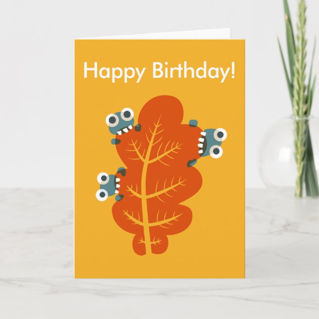 Tarjeta Bugs de personalizable muerden la hoja de otoño Cu (Anverso)