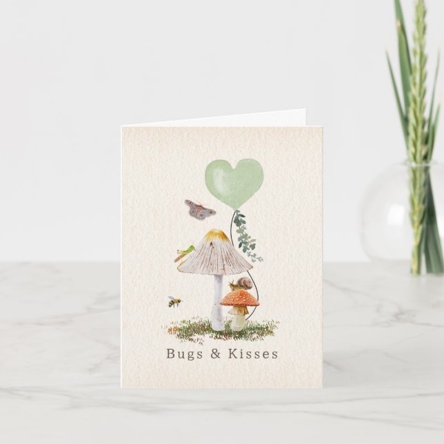 Tarjeta Bugs & Kisses Snail Mushroom Valentine (Anverso)