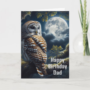 Tarjeta Búho Barrado y Cumpleaños del Papá Luna