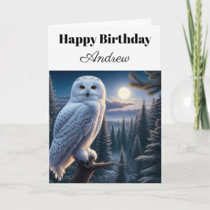 Tarjeta Búho Blanco Personalizado Feliz Cumpleaños 