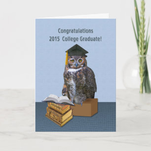 Tarjeta Búho chistoso 2015 de la graduación de la