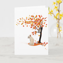 Tarjeta Búho de Chihuahua y árbol de otoño Amante de Chihu