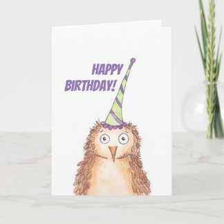 Tarjeta Búho de cumpleaños feliz