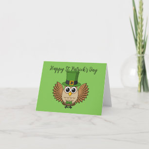 Tarjeta Búho de dibujos animados del día de San Patricio l