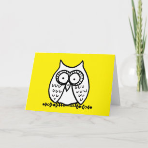 Tarjeta Búho de dibujos animados divertido de ojos grandes