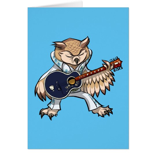 Tarjeta Búho de la guitarra del rock-and-roll en dibujo