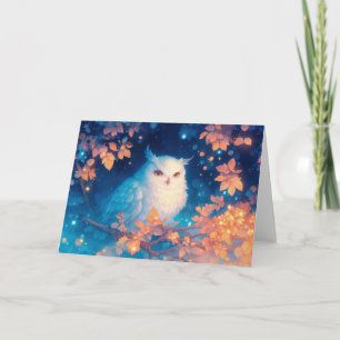 Tarjeta Búho de otoño en un crepuscular soñador