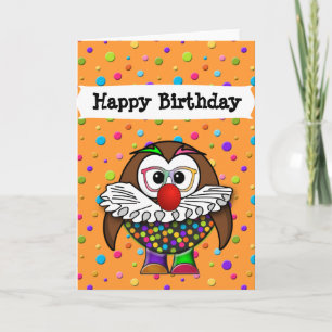 Tarjeta búho de payaso