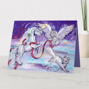 Tarjeta Búho de Unicornio y Fox