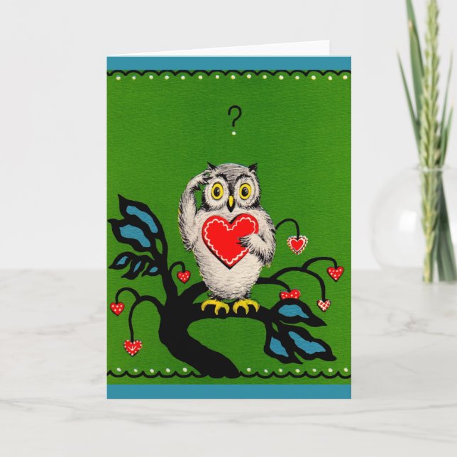 Tarjeta Búho del día de San Valentín (Anverso)
