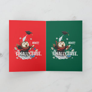 Tarjeta Búho Divertido de Graduación Finalmente Libre Cari
