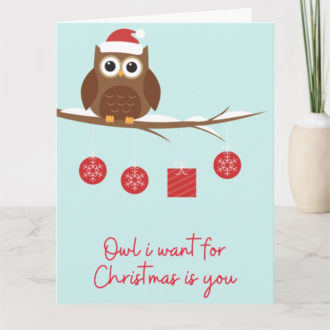 Tarjeta Búho divertido de Navidad (Anverso)
