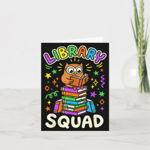 Tarjeta Búho divertido escuadrón de biblioteca amante de l