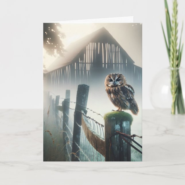 Tarjeta Búho En La Antigua Publicación De La Vecindad Para (Anverso)