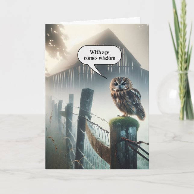 Tarjeta Búho en una publicación de cerca por tener un cump (Anverso)