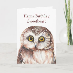 Tarjeta Búho lindo cumpleaños divertido -