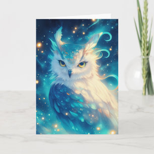 Tarjeta Búho Místico Bajo el Cielo Estrellado