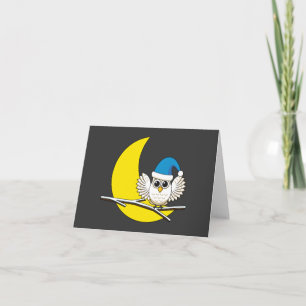 Tarjeta Búho Nival en una Noche de Invierno de Luna Nueva