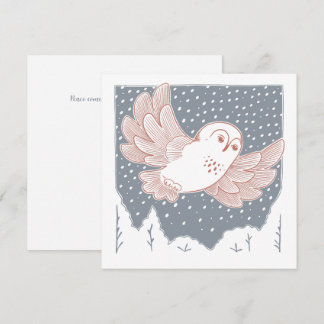 Tarjeta Búho Nival - Navidad Invierno Fiesta