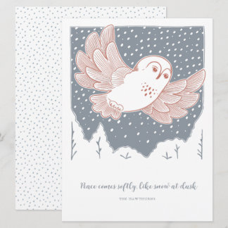 Tarjeta Búho Nival - Navidad Invierno Fiesta
