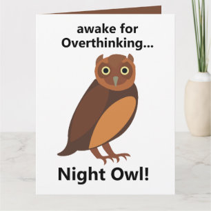 Tarjeta Búho Nocturno Pensativo Divertido