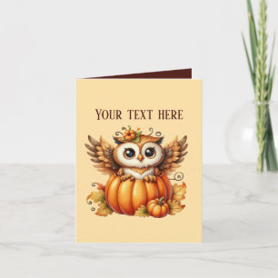 Tarjeta Búho personalizable de otoño lindo