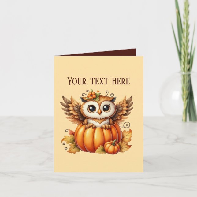 Tarjeta Búho personalizable de otoño lindo (Anverso)