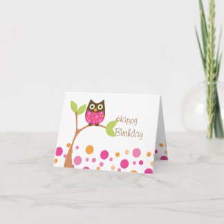 Tarjeta Búho rosado brillante del bebé