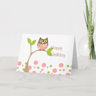 Tarjeta Búho rosado del bebé