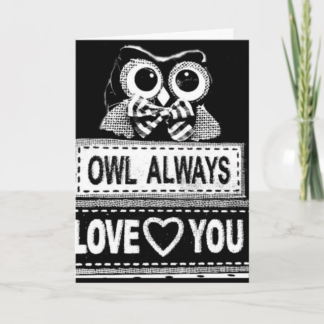 TARJETA "BÚHO" SIEMPRE TE AMARÁ EN SAN VALENTÍN (Anverso)