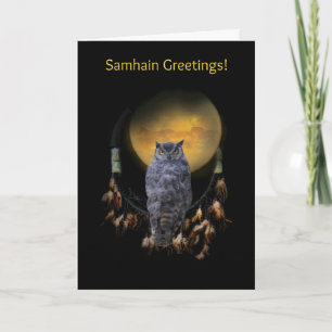 Tarjeta Búho y Cazador de Sueños Samhain