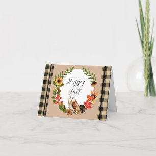 Tarjeta Búho y naturaleza con texto personalizable 