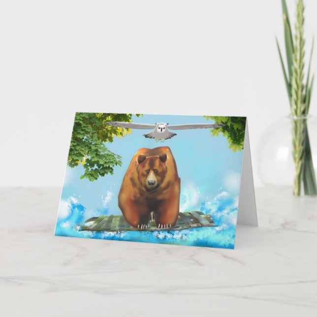 Tarjeta Búho y oso Grizzle (Anverso)