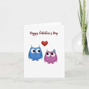 Tarjeta Búhos Adorables, Día de San Valentín