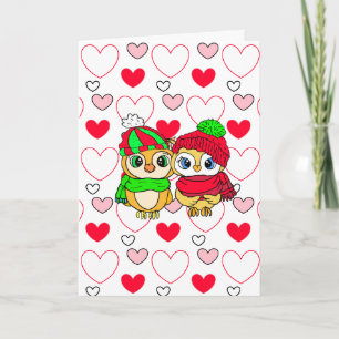 Tarjeta Búhos Adorables   Día de San Valentín   Te Amo 