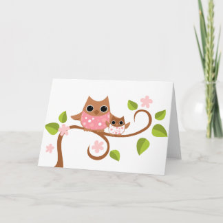 Tarjeta Búhos de la mamá y del bebé