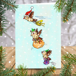 Tarjeta Búhos de Navidad Saludo 