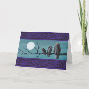 Tarjeta Búhos fantasmagóricos de Halloween