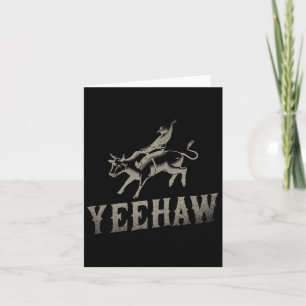 Tarjeta Bull Riding Horseback en Rodeo Occidental Yehaw