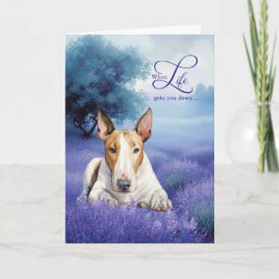 Tarjeta Bull Terrier de aliento Lavanda Pradera