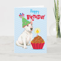 Tarjeta Bull Terrier de Torta de Cumpleaños