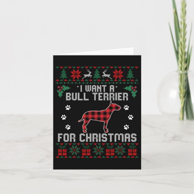 Tarjeta Bull Terrier Dog Lover Xmas Regalos Perro Fea Navi (Anverso)